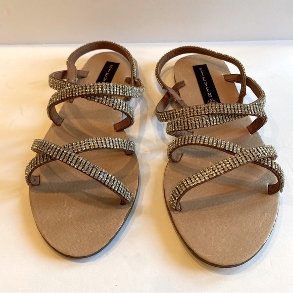 Steven By Steve Madden Shoes - STEVEN by Staeve Madden Nude Rhinestone Flat Sandal